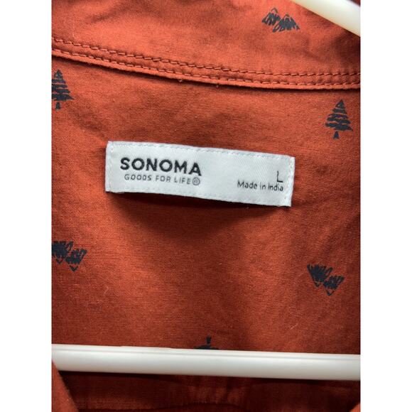 Sonoma Men's L/S Button-Up Shirt, Bear & Tree Pattern, Size L - Picture 4 of 10